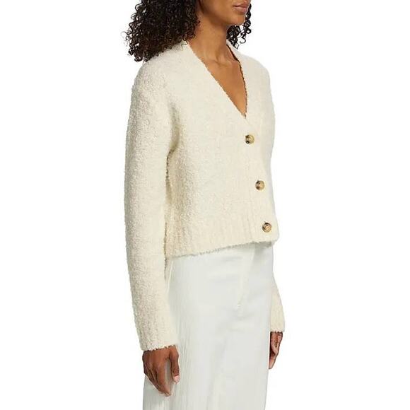 ATM Boucle Cropped Cardigan in Chalk L - Picture 3 of 4